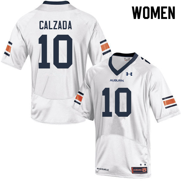 Women #10 Zach Calzada Auburn Tigers College Football Jerseys Sale-White - Click Image to Close